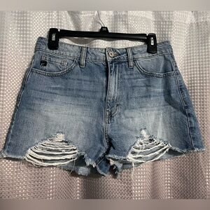 KanCan Distressed Frayed Blue Jean Cut Off Shorts Women’s Medium
